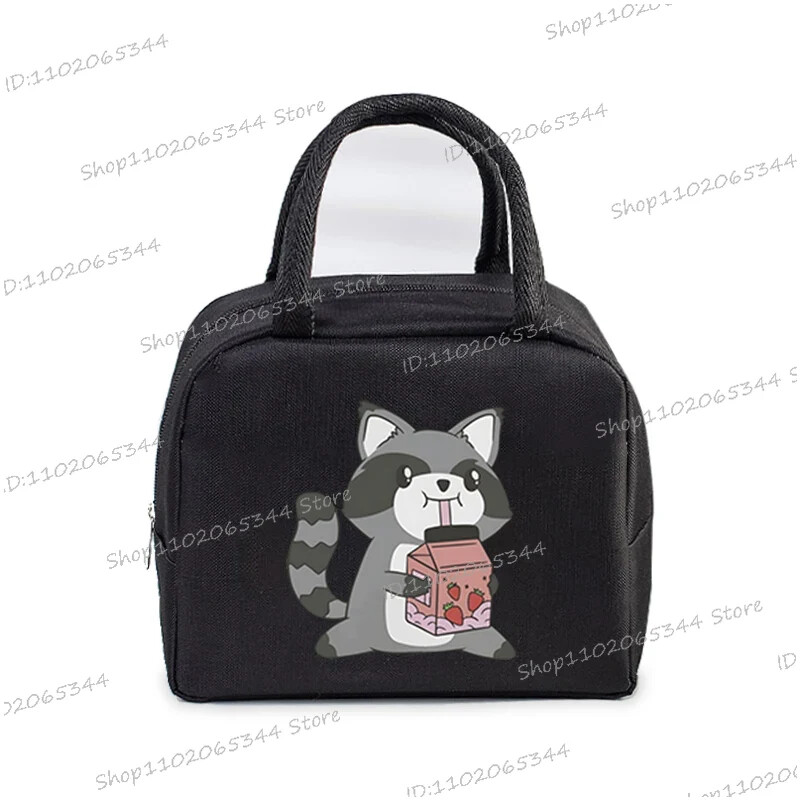 Prijenosna torbica s crtanim filmom za pizzu i rakuna, termo kutija za ručak, torba za žene, studentice, bento, izolacijske torbe za pohranu, torba za ručak za djecu