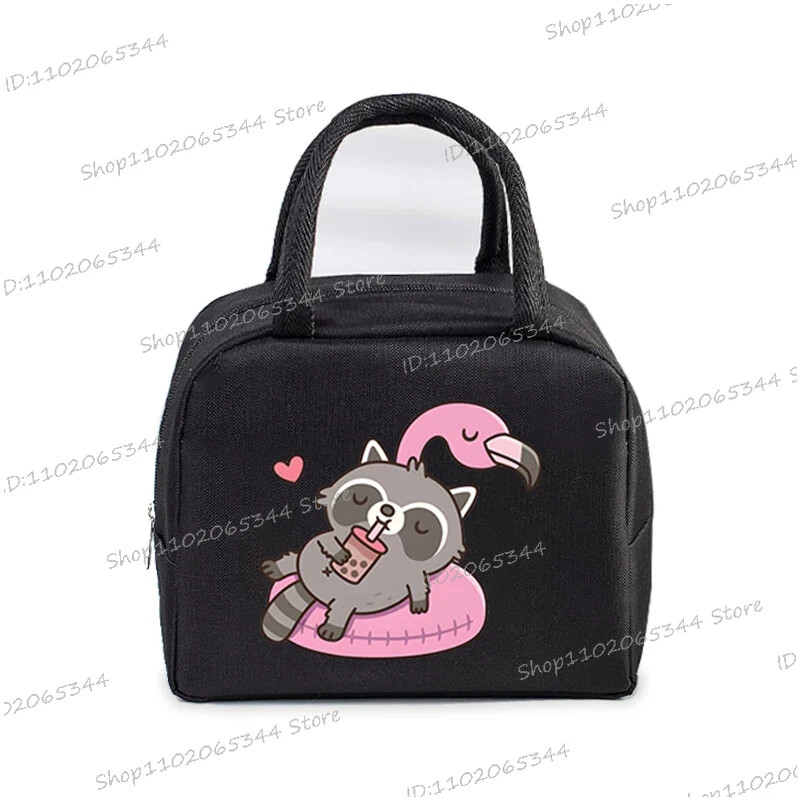 Prijenosna torbica s crtanim filmom za pizzu i rakuna, termo kutija za ručak, torba za žene, studentice, bento, izolacijske torbe za pohranu, torba za ručak za djecu