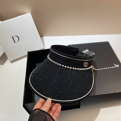 Protecție solară cu perle de lux Panama Vară Femei Pălărie de soare goală cu boruri mari Protecție UV în aer liber Parasolar de plajă