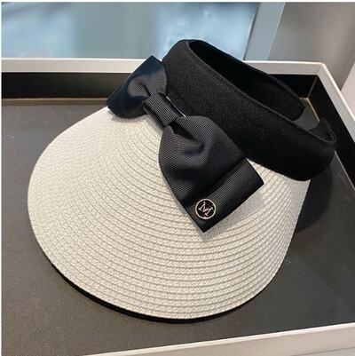 Jauns vasaras tukšs tops Rafijas salmu cepure sievietēm āra ceļojumiem pludmales sauļošanās līdzeklis pret UV izjādes saules cepure meitenei ar lielu malu priekšgala viziera vāciņš