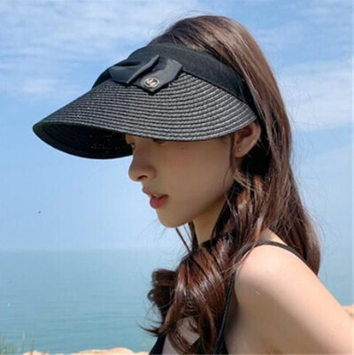 Jauns vasaras tukšs tops Rafijas salmu cepure sievietēm āra ceļojumiem pludmales sauļošanās līdzeklis pret UV izjādes saules cepure meitenei ar lielu malu priekšgala viziera vāciņš