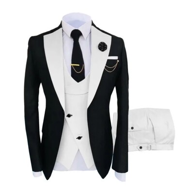 Costume pentru bărbați 3 piese croite cel mai bun bărbat mire smoking de nuntă slim fit jacquard blazer bicolor jachetă vestă pantaloni smoking îmbrăcăminte