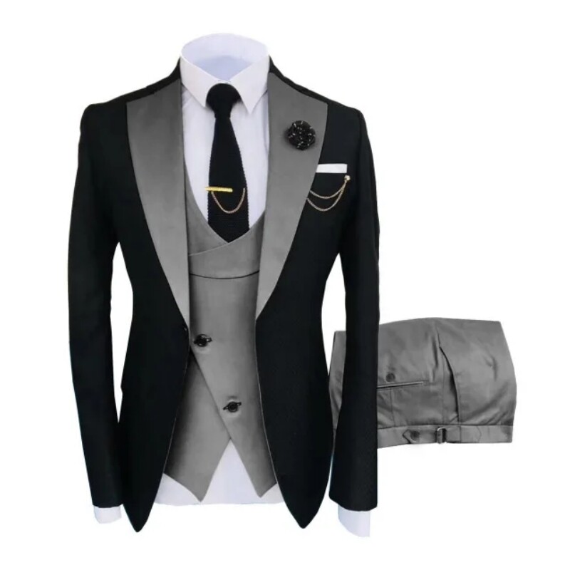 Costume pentru bărbați 3 piese croite cel mai bun bărbat mire smoking de nuntă slim fit jacquard blazer bicolor jachetă vestă pantaloni smoking îmbrăcăminte