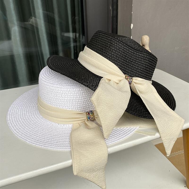 Novi fedora šeširi od sunca 2023. Žene Muškarci Kape Ravni vrh Slamnati šešir sa širokim obodom Ljeto za plažu Ležerni panama šeširi s bijelom vrpcom za žene