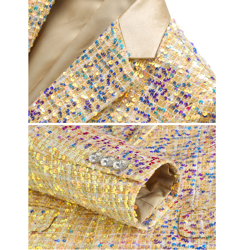 Dvodijelno muško odijelo sa svjetlucavim zlatnim šljokicama, sako i hlače za vjenčanje, muški kompleti za nastup na pozornici, veličina M-5XL, 6XL