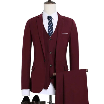 Costume pentru bărbați Nuntă 3 bucăți 2 set complet de înaltă calitate, elegante, de lux, veste de modă, vestă, pantaloni, blaze, 2024, costume formale pentru adulți