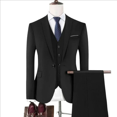 Costume pentru bărbați Nuntă 3 bucăți 2 set complet de înaltă calitate, elegante, de lux, veste de modă, vestă, pantaloni, blaze, 2024, costume formale pentru adulți