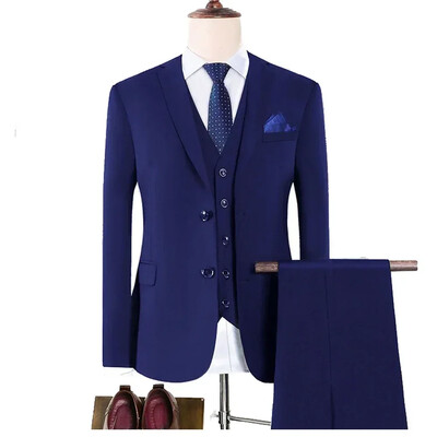Costume pentru bărbați Nuntă 3 bucăți 2 set complet de înaltă calitate, elegante, de lux, veste de modă, vestă, pantaloni, blaze, 2024, costume formale pentru adulți