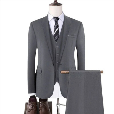 Costume pentru bărbați Nuntă 3 bucăți 2 set complet de înaltă calitate, elegante, de lux, veste de modă, vestă, pantaloni, blaze, 2024, costume formale pentru adulți