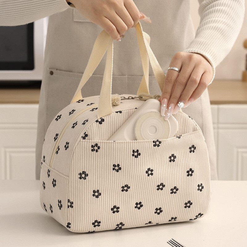 Pārnēsājamas velveta pusdienu somas, siltumizolācijas pusdienu kastes uzglabāšanas soma sievietēm pusdienu kastes soma piknika glabāšanai liela ietilpība