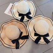 Pălărie de paie pentru femei în aer liber, modă și protecție solară, pentru plajă, pliabilă