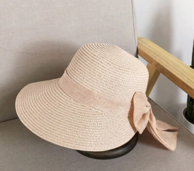 Pălărie de soare pentru femei 2020, cu fundă mare, cu boruri largi, pălării de vară floppy pentru femei, pălărie de găleată din paie de plajă Panama, cu vizor de protecție solară, șapcă pentru femei.