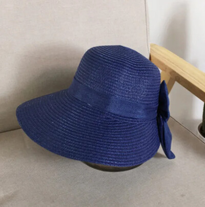 Pălărie de soare pentru femei 2020, cu fundă mare, cu boruri largi, pălării de vară floppy pentru femei, pălărie de găleată din paie de plajă Panama, cu vizor de protecție solară, șapcă pentru femei.