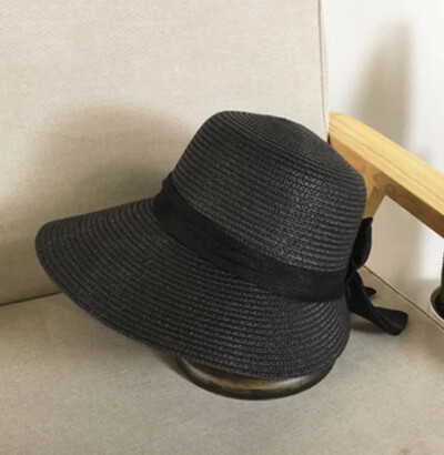 Pălărie de soare pentru femei 2020, cu fundă mare, cu boruri largi, pălării de vară floppy pentru femei, pălărie de găleată din paie de plajă Panama, cu vizor de protecție solară, șapcă pentru femei.