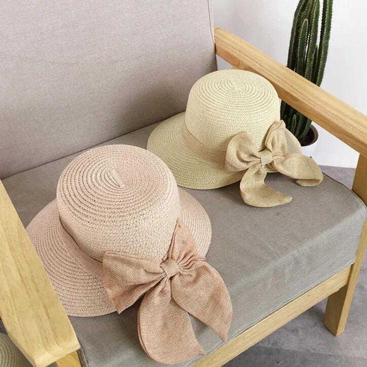 Pălărie de soare pentru femei 2020, cu fundă mare, cu boruri largi, pălării de vară floppy pentru femei, pălărie de găleată din paie de plajă Panama, cu vizor de protecție solară, șapcă pentru femei.