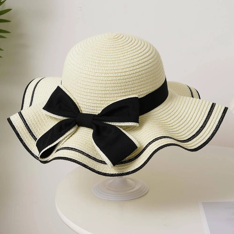 Ljetna plaža Slamnati šešir za zaštitu od sunca za žene, svježe lice Putna svestrana šešir za sunčanje Šešir sa suncobranom