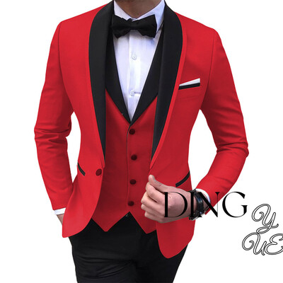 Klasiski vīriešu uzvalki, pēc pasūtījuma izgatavoti formāli vīriešu uzvalki ar vienu pogu kāzu līgavainis, slaidi pieguļoši smokingi, terno (jaka+bikses+veste)