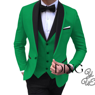 Klasiski vīriešu uzvalki, pēc pasūtījuma izgatavoti formāli vīriešu uzvalki ar vienu pogu kāzu līgavainis, slaidi pieguļoši smokingi, terno (jaka+bikses+veste)