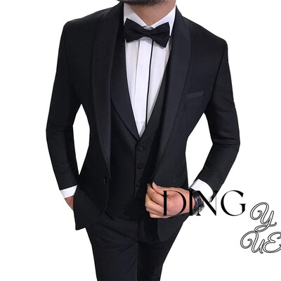 Klasiski vīriešu uzvalki, pēc pasūtījuma izgatavoti formāli vīriešu uzvalki ar vienu pogu kāzu līgavainis, slaidi pieguļoši smokingi, terno (jaka+bikses+veste)