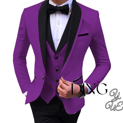 Klasiski vīriešu uzvalki, pēc pasūtījuma izgatavoti formāli vīriešu uzvalki ar vienu pogu kāzu līgavainis, slaidi pieguļoši smokingi, terno (jaka+bikses+veste)