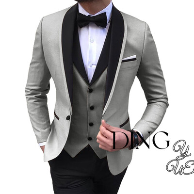 Klasiski vīriešu uzvalki, pēc pasūtījuma izgatavoti formāli vīriešu uzvalki ar vienu pogu kāzu līgavainis, slaidi pieguļoši smokingi, terno (jaka+bikses+veste)