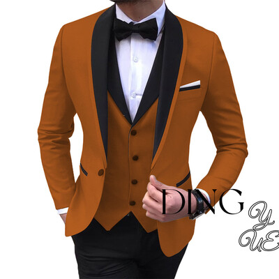 Klasiski vīriešu uzvalki, pēc pasūtījuma izgatavoti formāli vīriešu uzvalki ar vienu pogu kāzu līgavainis, slaidi pieguļoši smokingi, terno (jaka+bikses+veste)