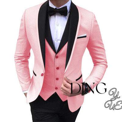 Klasiski vīriešu uzvalki, pēc pasūtījuma izgatavoti formāli vīriešu uzvalki ar vienu pogu kāzu līgavainis, slaidi pieguļoši smokingi, terno (jaka+bikses+veste)