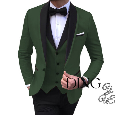 Klasiski vīriešu uzvalki, pēc pasūtījuma izgatavoti formāli vīriešu uzvalki ar vienu pogu kāzu līgavainis, slaidi pieguļoši smokingi, terno (jaka+bikses+veste)