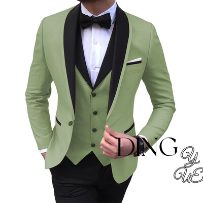 Klasiski vīriešu uzvalki, pēc pasūtījuma izgatavoti formāli vīriešu uzvalki ar vienu pogu kāzu līgavainis, slaidi pieguļoši smokingi, terno (jaka+bikses+veste)