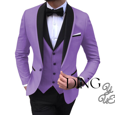 Klasiski vīriešu uzvalki, pēc pasūtījuma izgatavoti formāli vīriešu uzvalki ar vienu pogu kāzu līgavainis, slaidi pieguļoši smokingi, terno (jaka+bikses+veste)