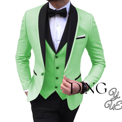 Klasiski vīriešu uzvalki, pēc pasūtījuma izgatavoti formāli vīriešu uzvalki ar vienu pogu kāzu līgavainis, slaidi pieguļoši smokingi, terno (jaka+bikses+veste)