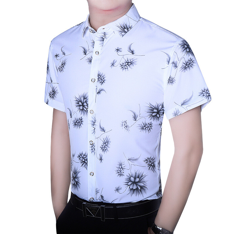 Cămașă pentru bărbați 2023 Moda de vară Cămașă cu mânecă scurtă pentru bărbați, imprimeu elastic, mărime mare