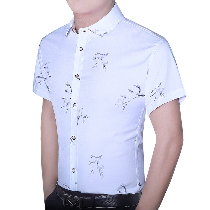 Cămașă pentru bărbați 2023 Moda de vară Cămașă cu mânecă scurtă pentru bărbați, imprimeu elastic, mărime mare
