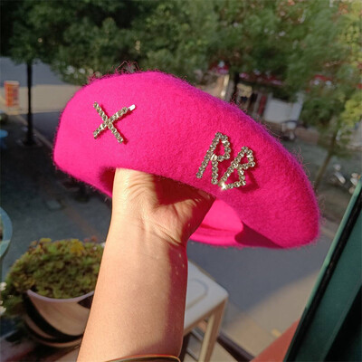 Auklas vilnas berete rudens un ziemas jauna ķirbju cepure mīļa mīksta meitene mazo lapu gleznotāja cepure berete берет 모자