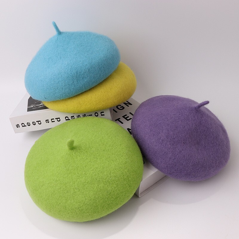 Auklas vilnas berete rudens un ziemas jauna ķirbju cepure mīļa mīksta meitene mazo lapu gleznotāja cepure berete берет 모자