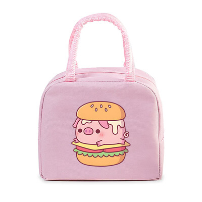 Prijenosne torbe za ručak s otisnutim svinjama brze hrane Žene Muškarci Toplinska izolacija Kutija za ručak Torba za pohranu Crtići Djeca Bento torba za ručak
