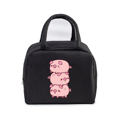 Prijenosne torbe za ručak s otisnutim svinjama brze hrane Žene Muškarci Toplinska izolacija Kutija za ručak Torba za pohranu Crtići Djeca Bento torba za ručak