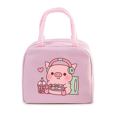 Prijenosne torbe za ručak s otisnutim svinjama brze hrane Žene Muškarci Toplinska izolacija Kutija za ručak Torba za pohranu Crtići Djeca Bento torba za ručak