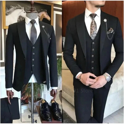 3 piese New Business Khaki Formal Costume pentru bărbați Slim Fit Nunta Mire Bal Terno Masculino Personalizat Blazer Jachetă Vesta Pantaloni Set