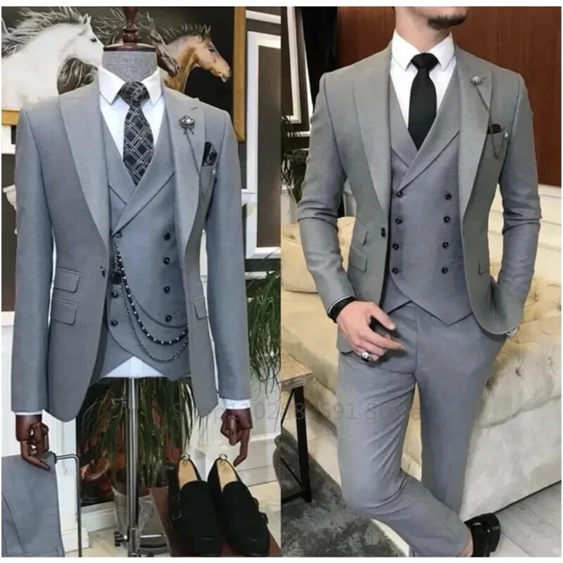 3 piese New Business Khaki Formal Costume pentru bărbați Slim Fit Nunta Mire Bal Terno Masculino Personalizat Blazer Jachetă Vesta Pantaloni Set