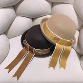 Modes japāņu stila filcs Fedora cepures kupols, mīksts Panamas vāciņš Eleganta, salda Bowknot kausa cepure rudens ziemai