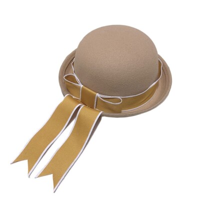 Modes japāņu stila filcs Fedora cepures kupols, mīksts Panamas vāciņš Eleganta, salda Bowknot kausa cepure rudens ziemai