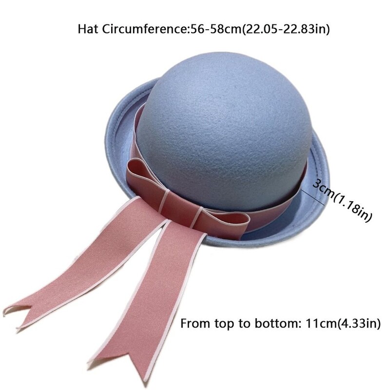 Modes japāņu stila filcs Fedora cepures kupols, mīksts Panamas vāciņš Eleganta, salda Bowknot kausa cepure rudens ziemai