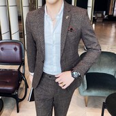 Augstas kvalitātes 2023. gada vīriešu (uzvalks + bikses) modes modes biznesa uzvalks, plāns, izskatīgs, moderns bankets, divdaļīgs četru gadalaiku komplekts