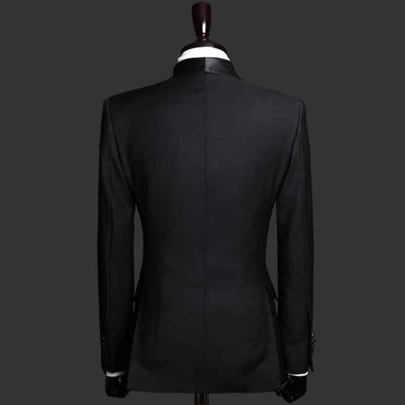 Costume pentru bărbați slim fit cu smoking de mire de nuntă negru la dublu piept 2 piese Set de modă masculină de afaceri Jachetă cu pantaloni