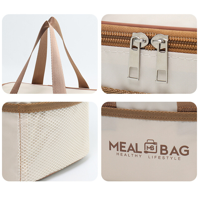 Geantă portabilă pentru prânz Cutie izolată pentru alimente Cutie izolată cu cureaua de umăr impermeabilă, geantă pentru cutie de prânz de mână, aluminiu proaspăt 01