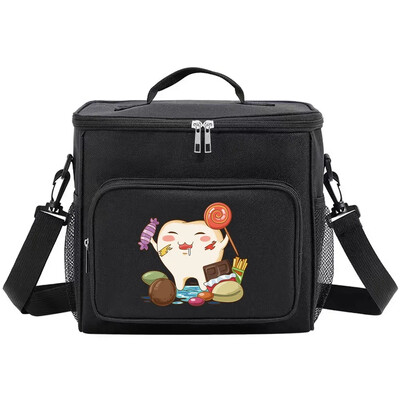 Organizator termic Geantă de prânz Geantă de prânz Genți izolate Cutie frigorifică pentru depozitare umăr de camping Geantă de prânz pentru bărbați și femei Seria de dinți