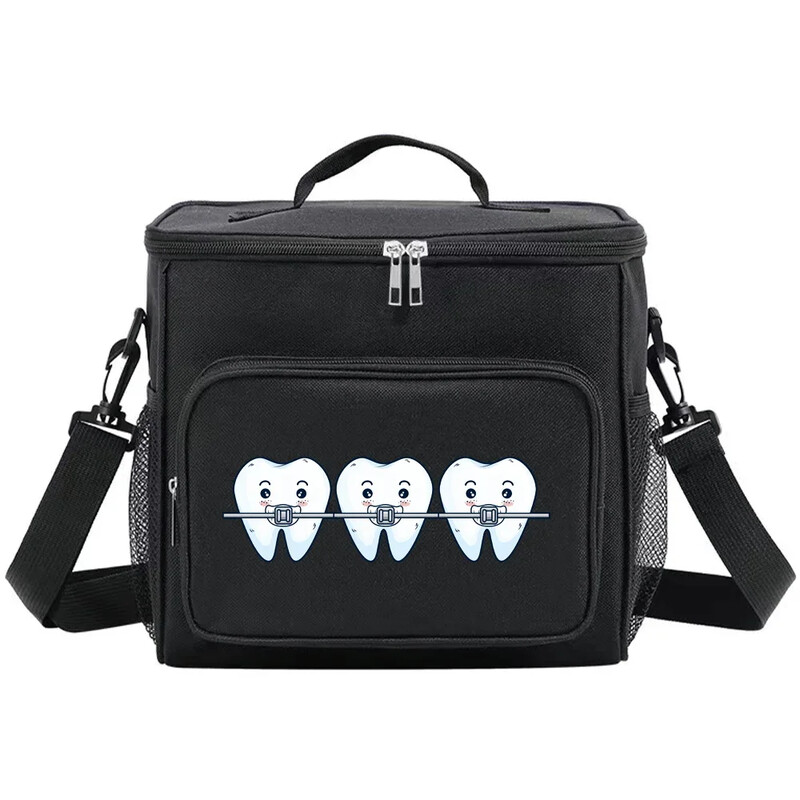 Organizator termic Geantă de prânz Geantă de prânz Genți izolate Cutie frigorifică pentru depozitare umăr de camping Geantă de prânz pentru bărbați și femei Seria de dinți