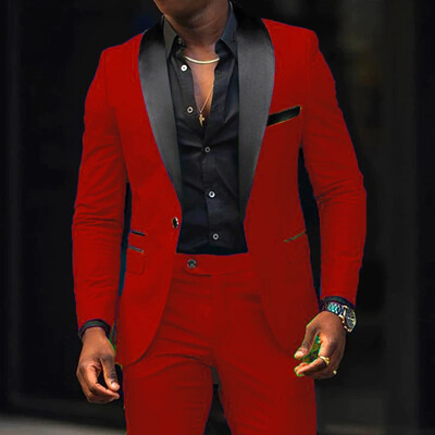 Jachetă de costum pentru bărbați, toamnă, slim fit, blazer cu un nasture, modă, formală, Anglia, pentru bărbați, haină, pantaloni, set de 2 bucăți