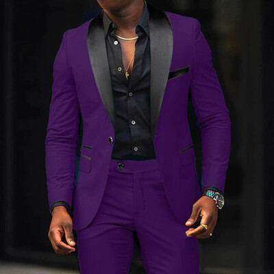 Jachetă de costum pentru bărbați, toamnă, slim fit, blazer cu un nasture, modă, formală, Anglia, pentru bărbați, haină, pantaloni, set de 2 bucăți